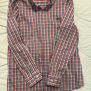 Vineyard Vines Red and Navy Blue Casual Button Down Shirt